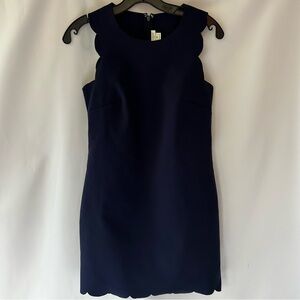 J Crew Elegant Navy Blue Scalloped Dress